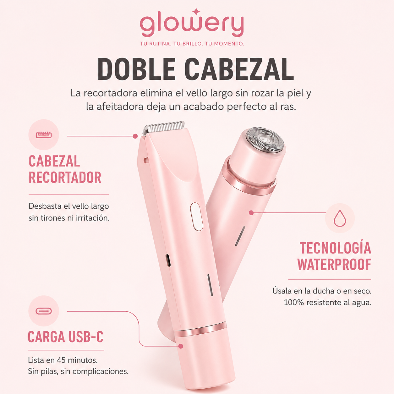 Maquinilla 2 en 1 para Bikini y Cuerpo Glowery®